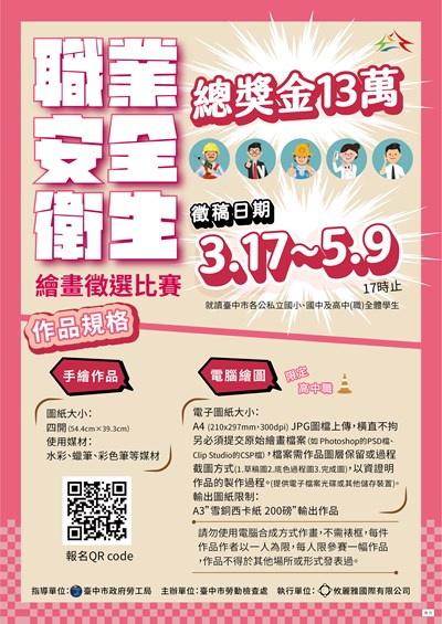 臺中市政府勞工局「職業安全衛生繪畫徵選比賽」活動