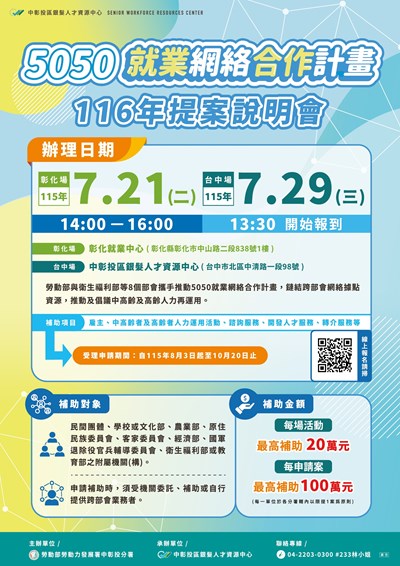 116年度5050就業網絡合作計畫提案說明會